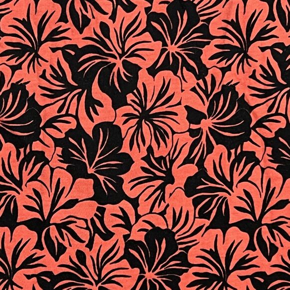 Michael Michael Kors Crop Shirt Top Womens S Cotton Modal Tropical Hibiscus - Picture 10 of 11